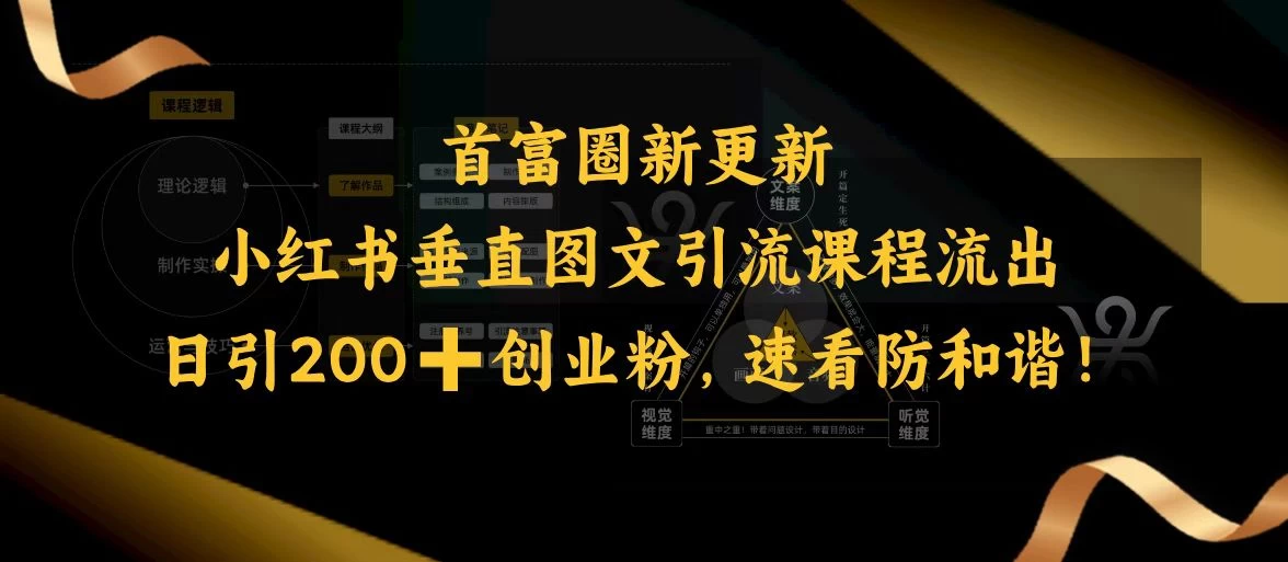 首富圈新更新小红书垂直图文引流课程流出，日引200+创业粉，速看防和谐！